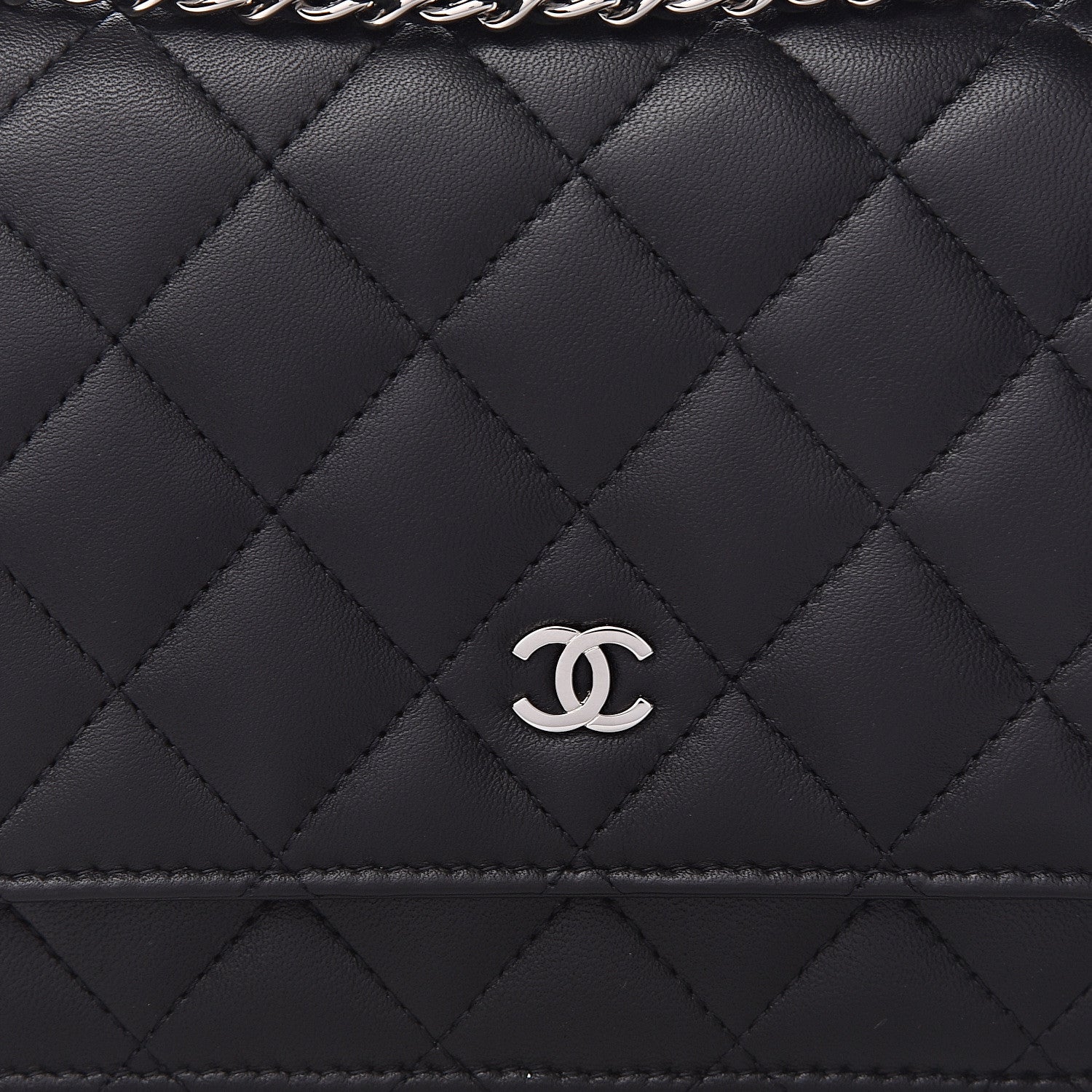 Chanel Lambskin Quilted Wallet On Chain WOC Black 8 of 11