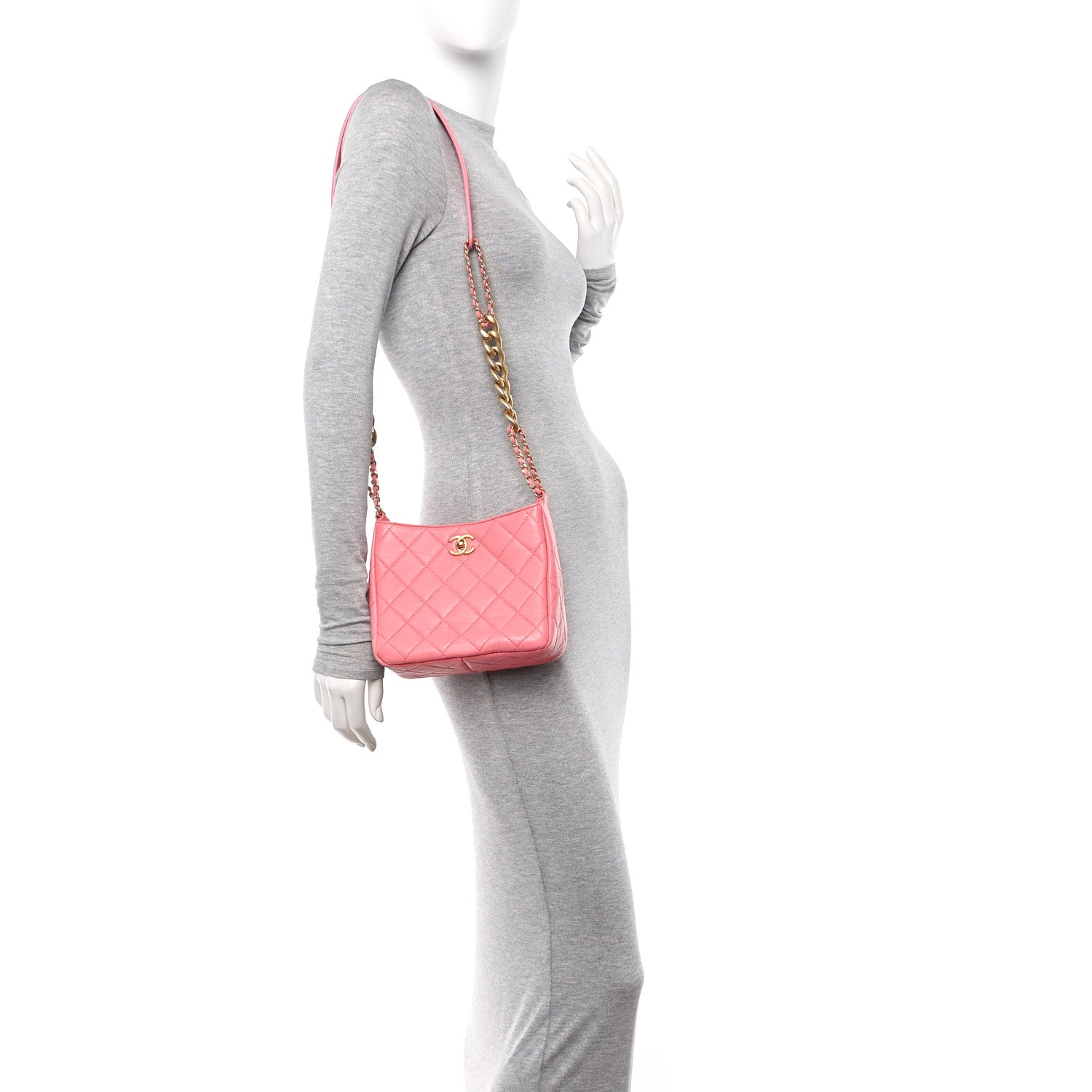 Chanel Lambskin Quilted Multi Chain Hobo Pink 2 of 10