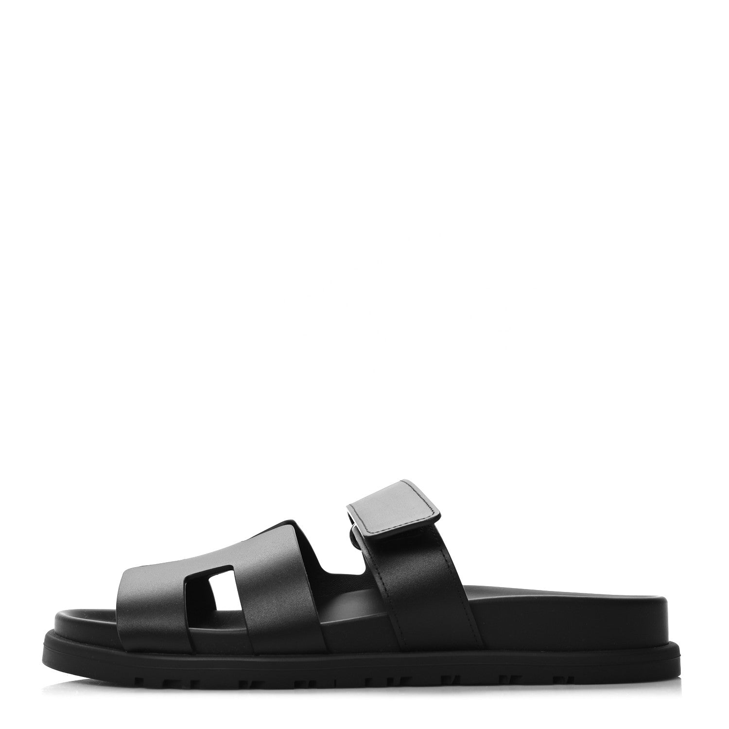 Hermes Calfskin Womens Chypre Sandals 37 Black 1 of 9