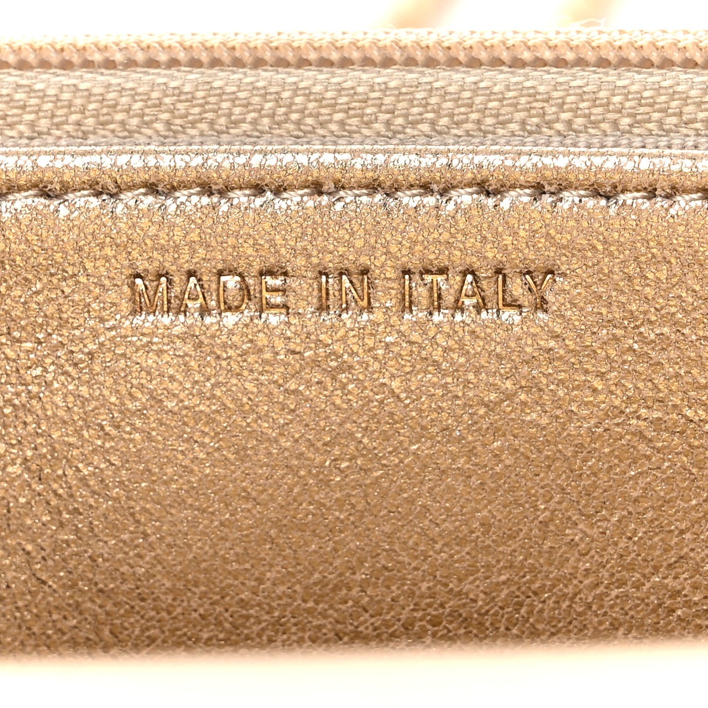 Metallic Lambskin Quilted Wallet On Chain WOC Gold