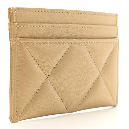 Chanel Metallic Goatskin Quilted Chanel 19 Card Holder Gold 3 of 9