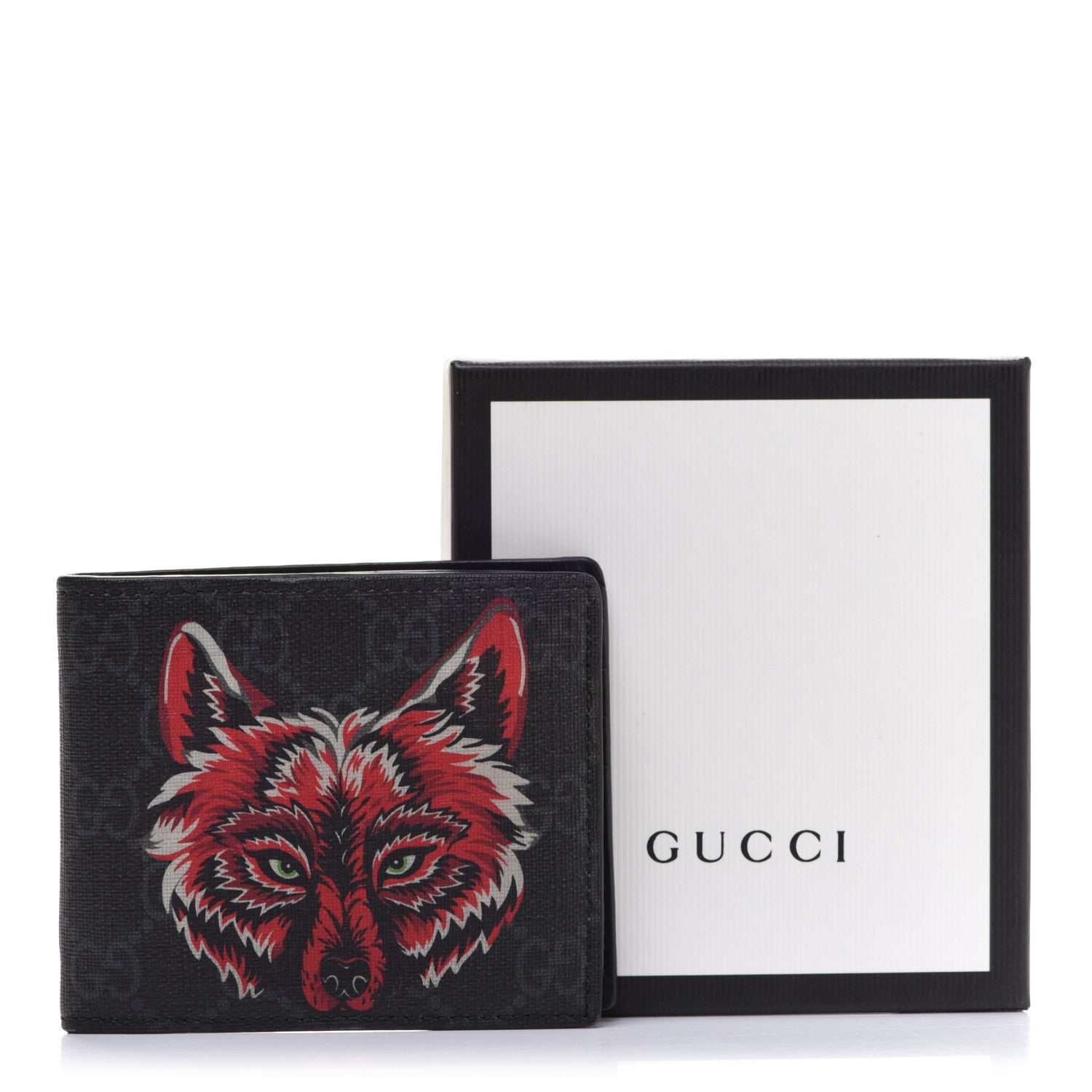 Gucci GG Supreme Monogram Fox Nice Bi-Fold Wallet Black Grey 11 of 11
