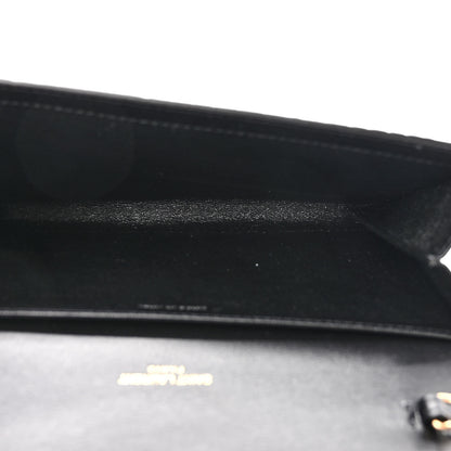 Saint Laurent Calfskin Crocodile Embossed Monogram Uptown Chain Wallet Black 6 of 12