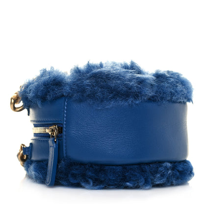 Chanel Shearling Sheepskin Chanel 19 Round Clutch With Chain Blue 4 of 10