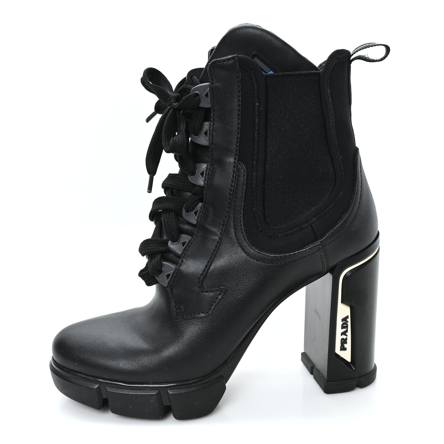 Vitello Montana Neoprene Lace Up Chelsea 110mm Ankle Boots 39 Black