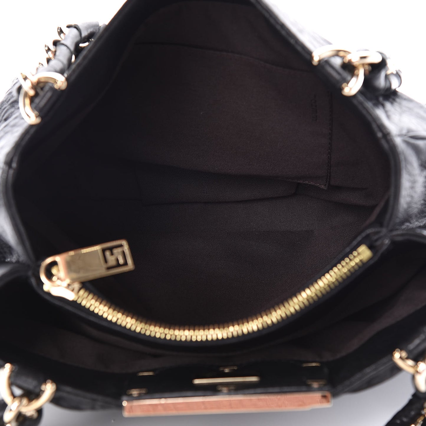 Crinkled Lambskin Small Mia Tote Black