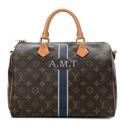 Louis Vuitton Monogram My LV Heritage Speedy Bandouliere 30 Blue Marine Gris 1 of 12