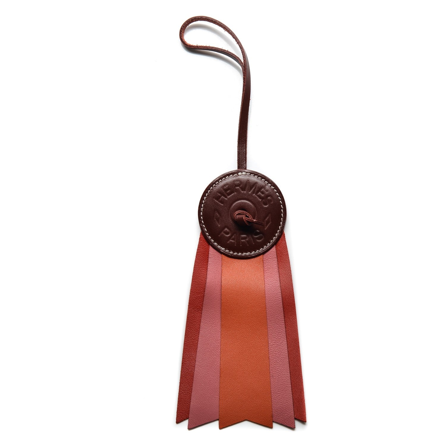 Hermes Vache Hunter Milo Lambskin Paddock Flot Bag Charm Orange Poppy Rose Azalee Red 1 of 4