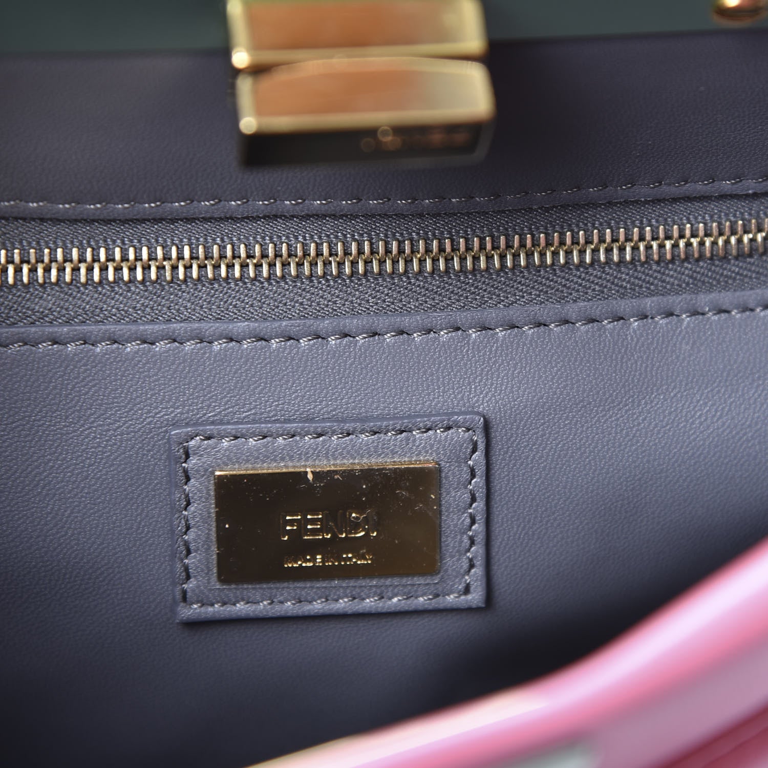 Fendi Nappa Colorblock Mini Peekaboo Iconic Satchel Rosa Fluo Oxigen Slate 9 of 10