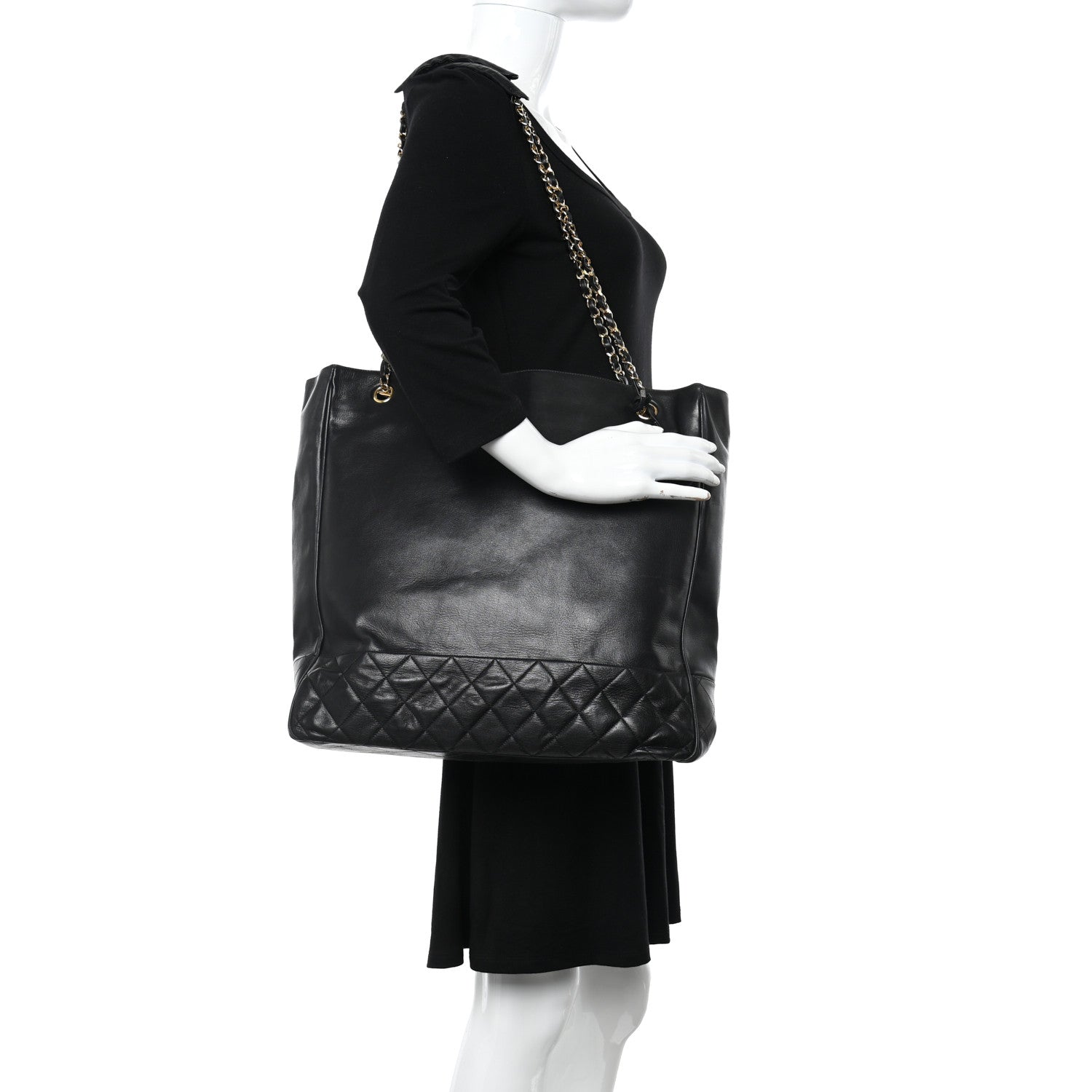 Chanel Lambskin Quilted CC Shopping Tote Black 2 of 11