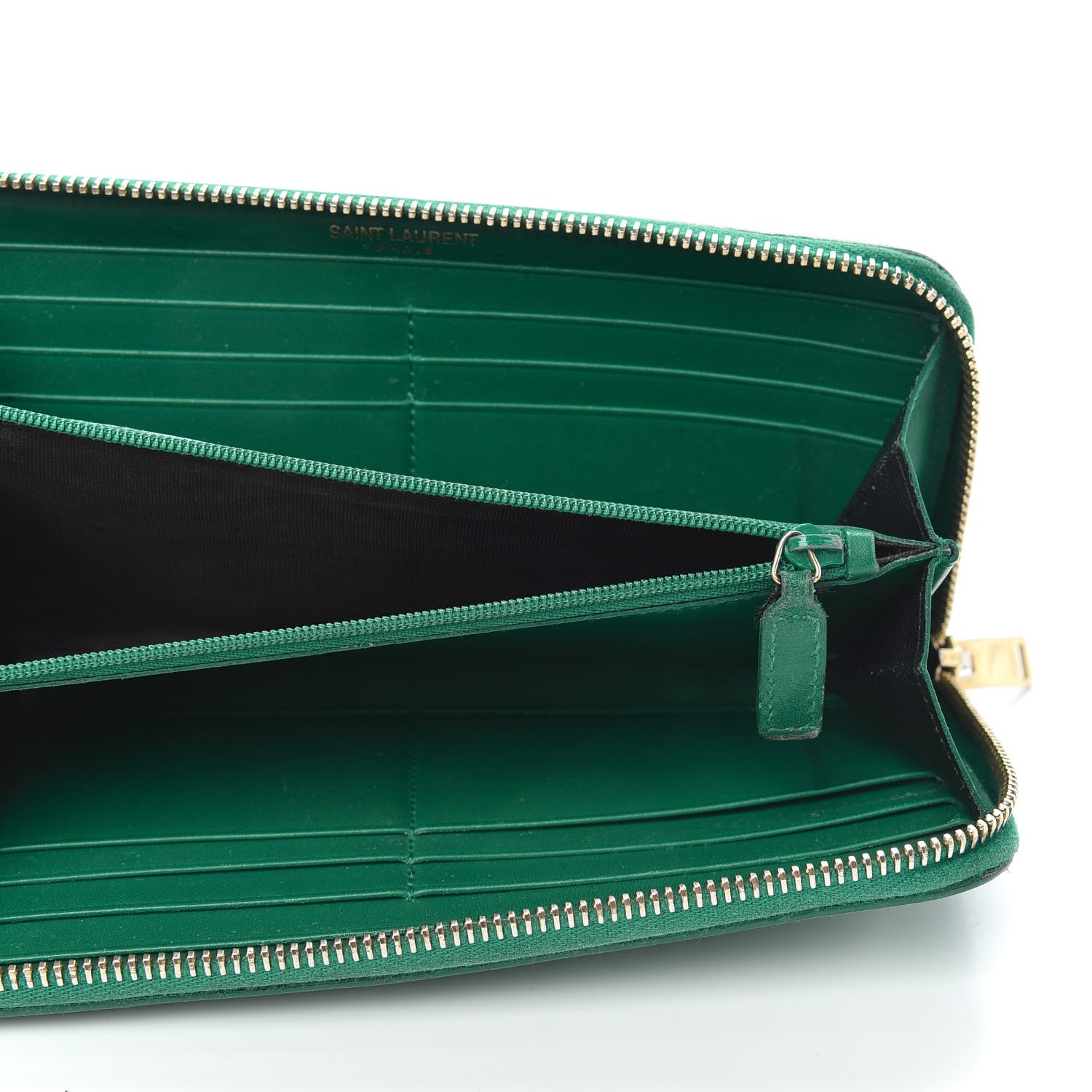 Saint Laurent Calfskin Classic Zip Around Wallet Green 5 of 8