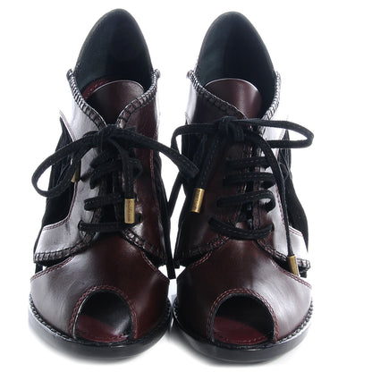Louis Vuitton Leather Dakota Fringe Peep Toe Heels 41 Bordeaux 2 of 7