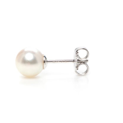 Mikimoto 18K White Gold Akoya Pearl 6-6.5mm Stud Earrings 4 of 5
