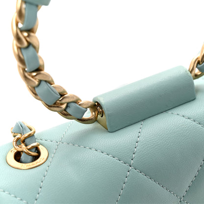Chanel Lambskin Quilted Small Circular Handle Bag Blue 25 of 27