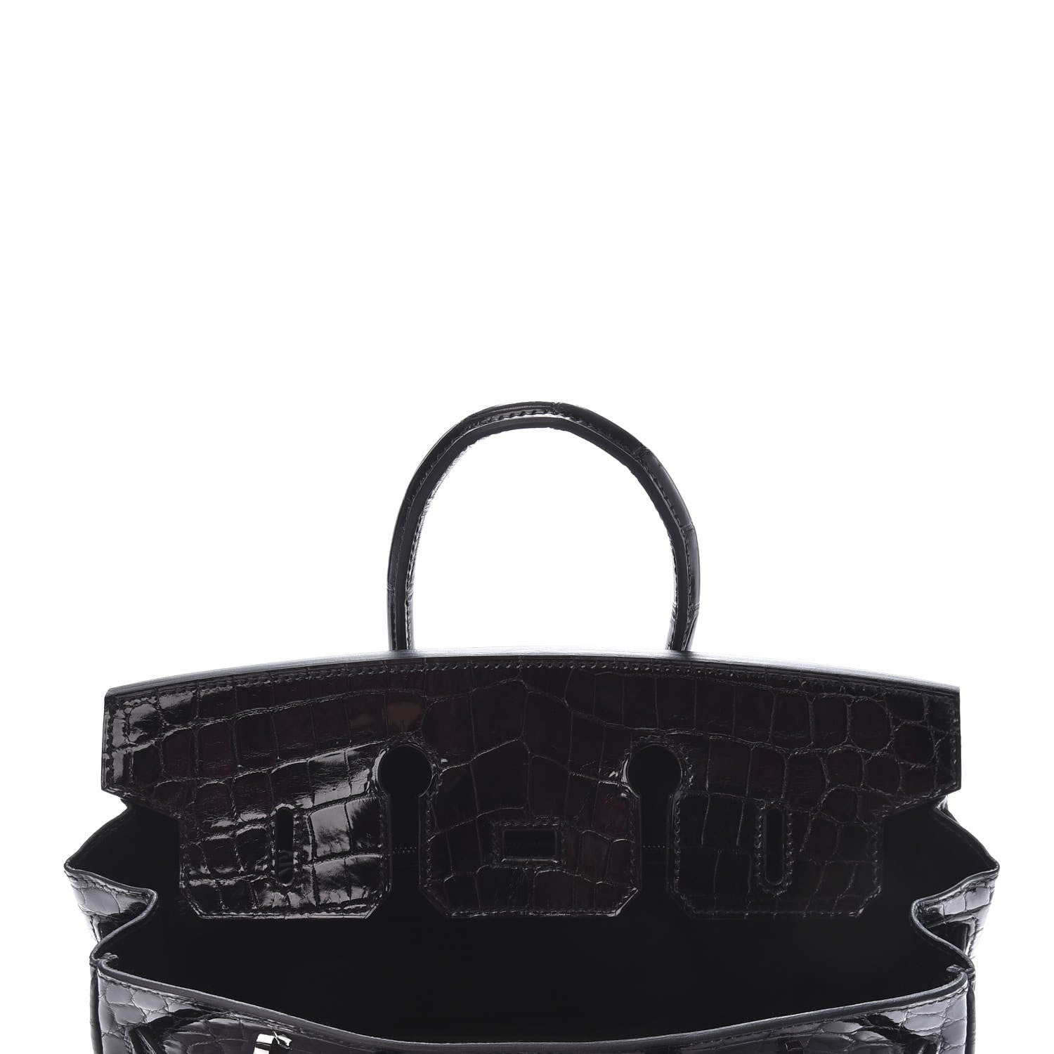 Hermes Shiny Niloticus Crocodile Birkin 25 Black 16 of 37