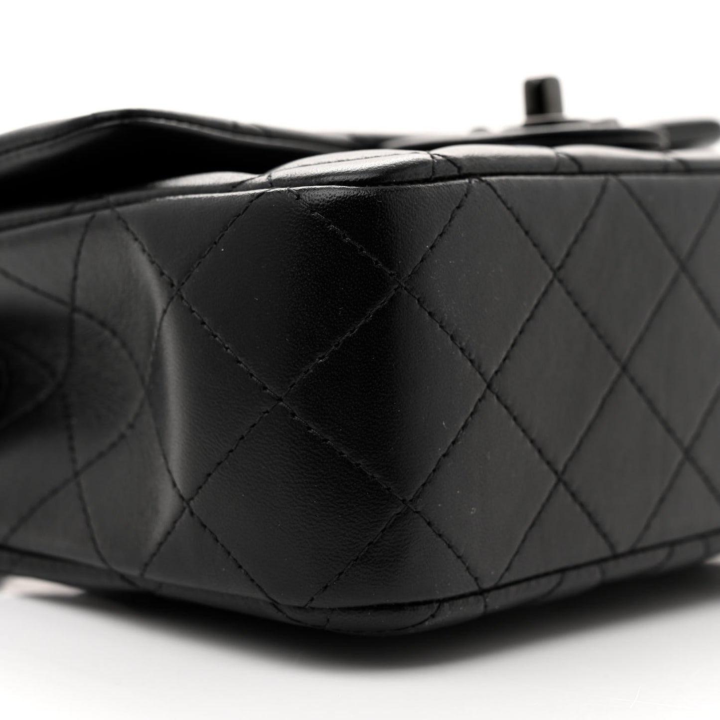 Lambskin Quilted Mini Top Handle Rectangular Flap So Black