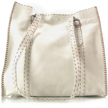 Fendi Calfskin Romano Selleria Tote White 1 of 10