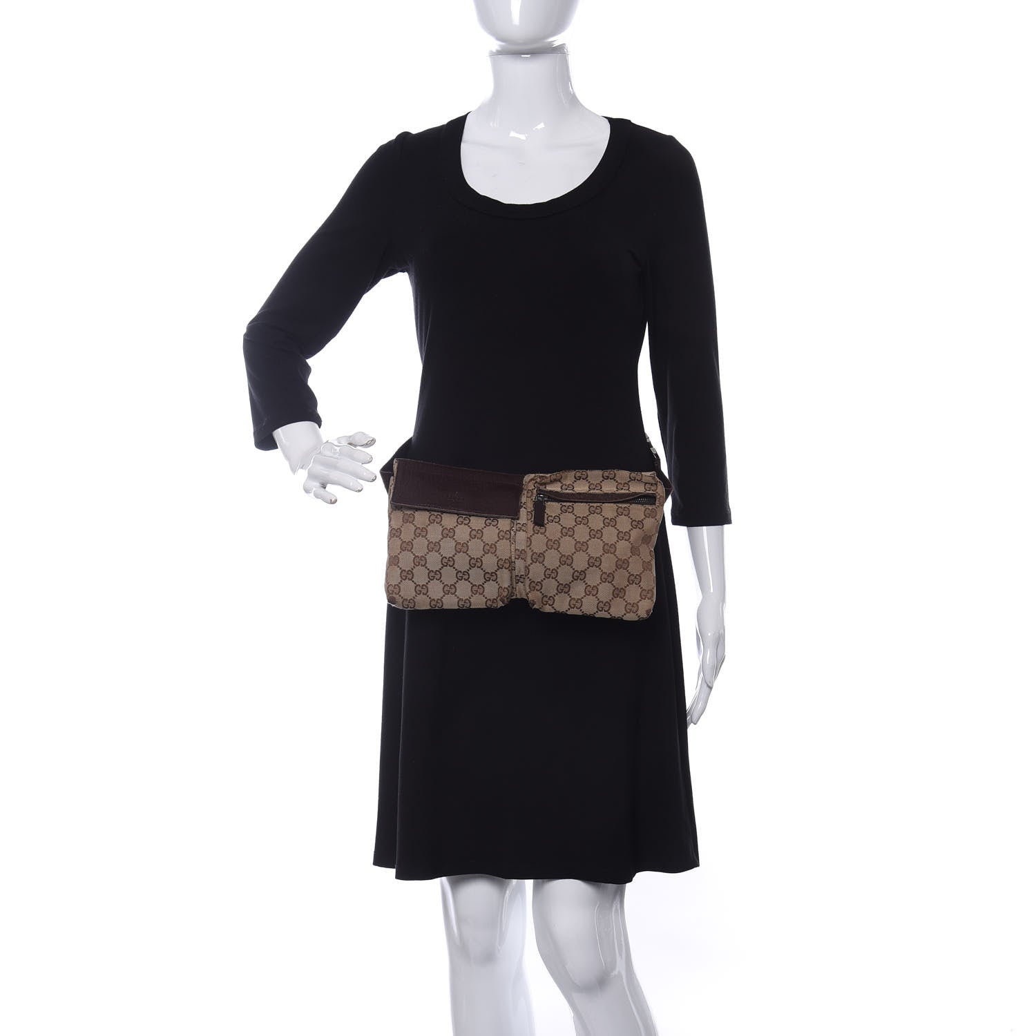 Gucci GG Monogram Double Pocket Belt Bag Dark Brown 2 of 10
