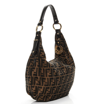 Fendi Zucca Cuoio Lucido Small Chef Hobo Tobacco Moro 3 of 8