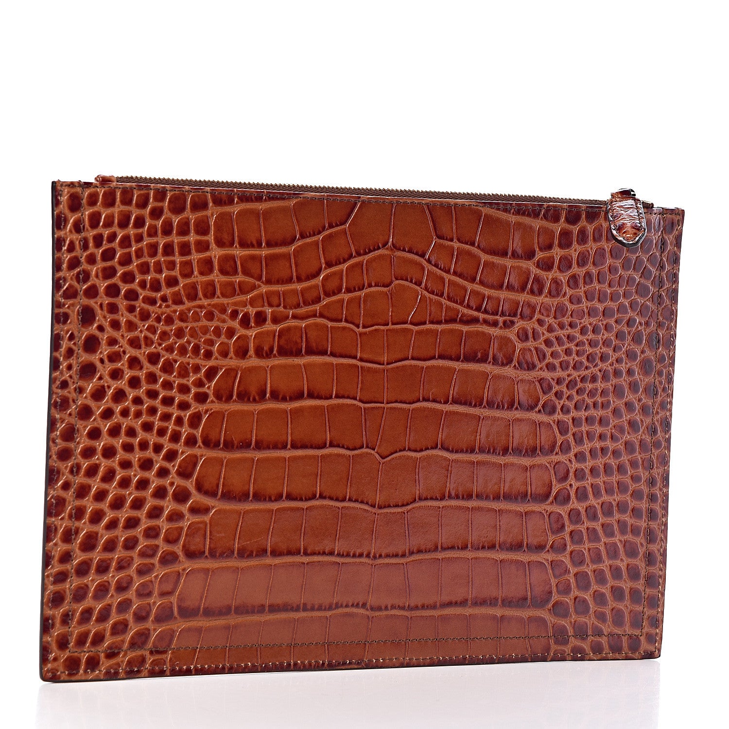 Givenchy Calfskin Crocodile Embossed Medium Antigona Pouch Cognac 3 of 10