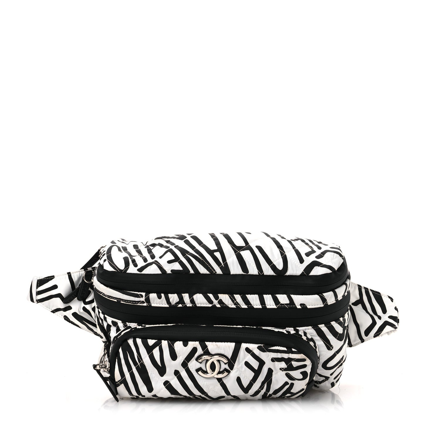 Nylon Printed Quilted Coco Neige Convertible Backpack Black White