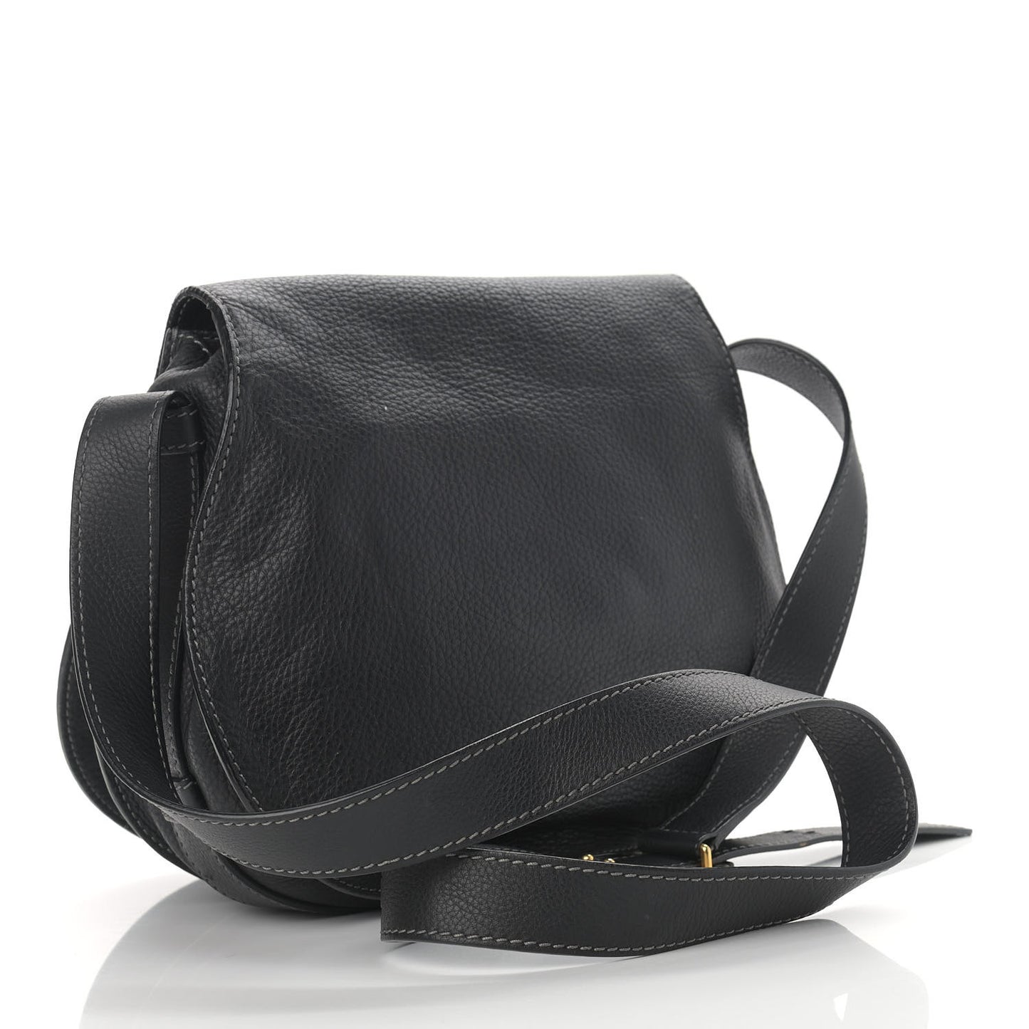 Calfskin Medium Marcie Round Crossbody Bag Black