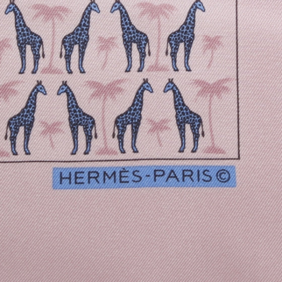 Silk Giraffes Pocket Square Scarf Pink