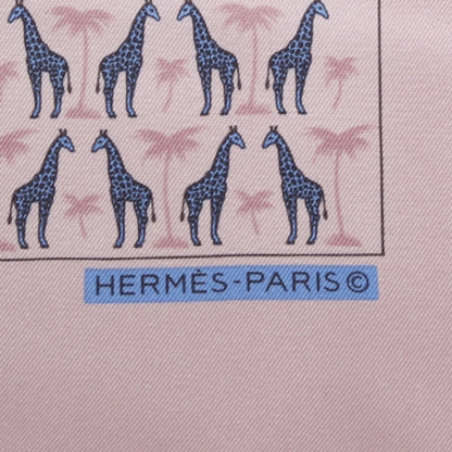 Hermes Silk Giraffes Pocket Square Scarf Pink 3 of 7