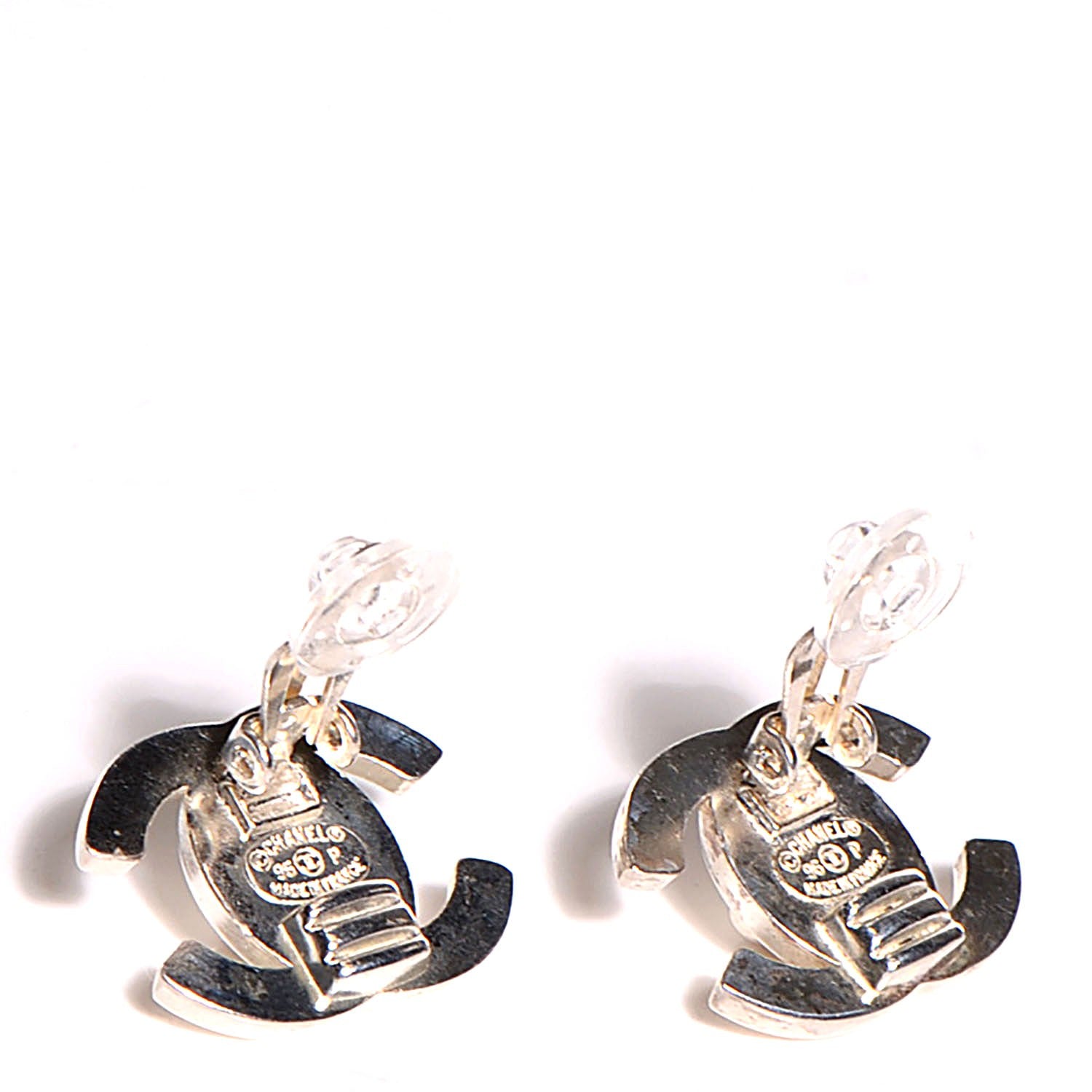 Chanel CC Turnlock Clip On Earrings Silver 5 of 6