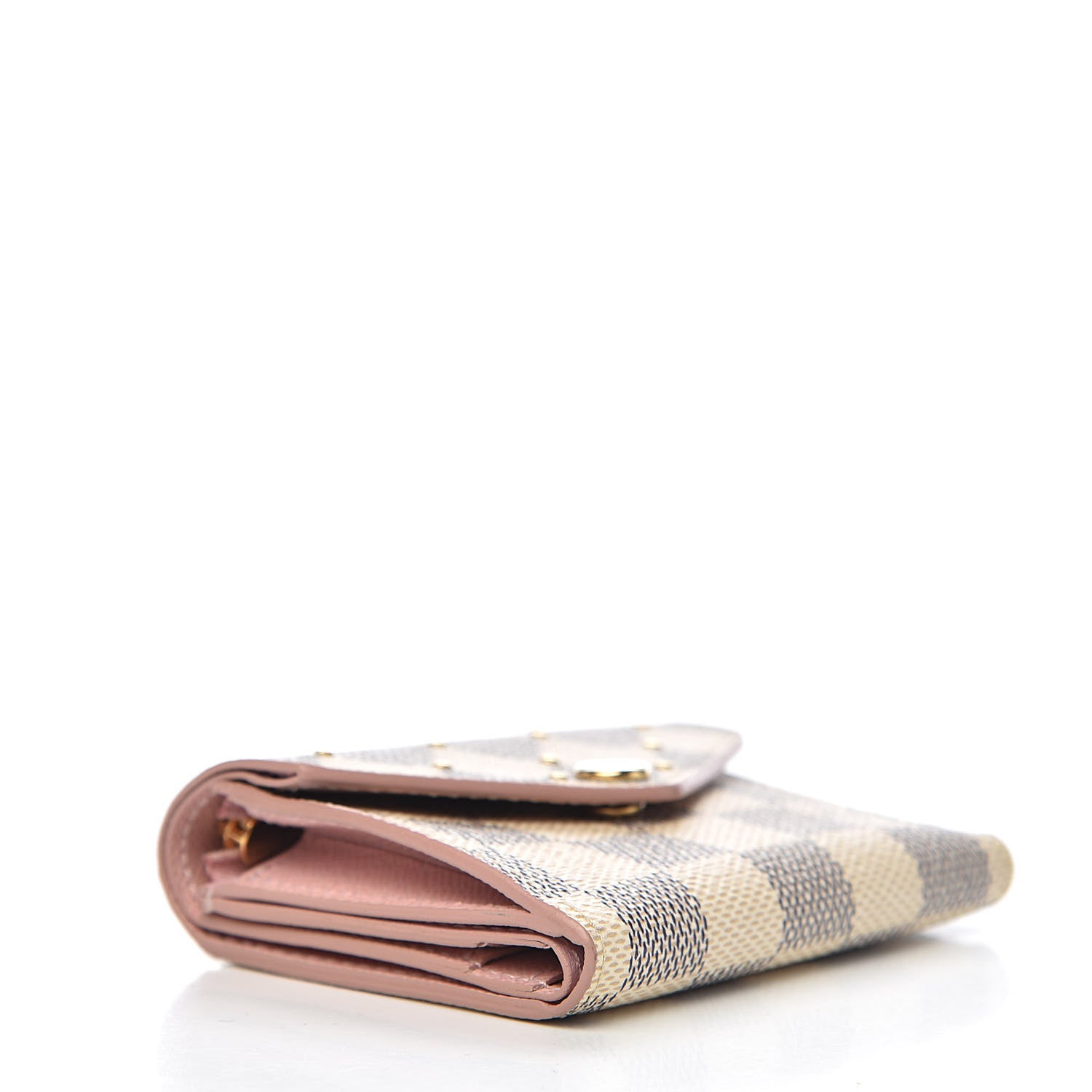 Louis Vuitton Damier Azur Studded Zoe Wallet Rose Ballerine 4 of 7