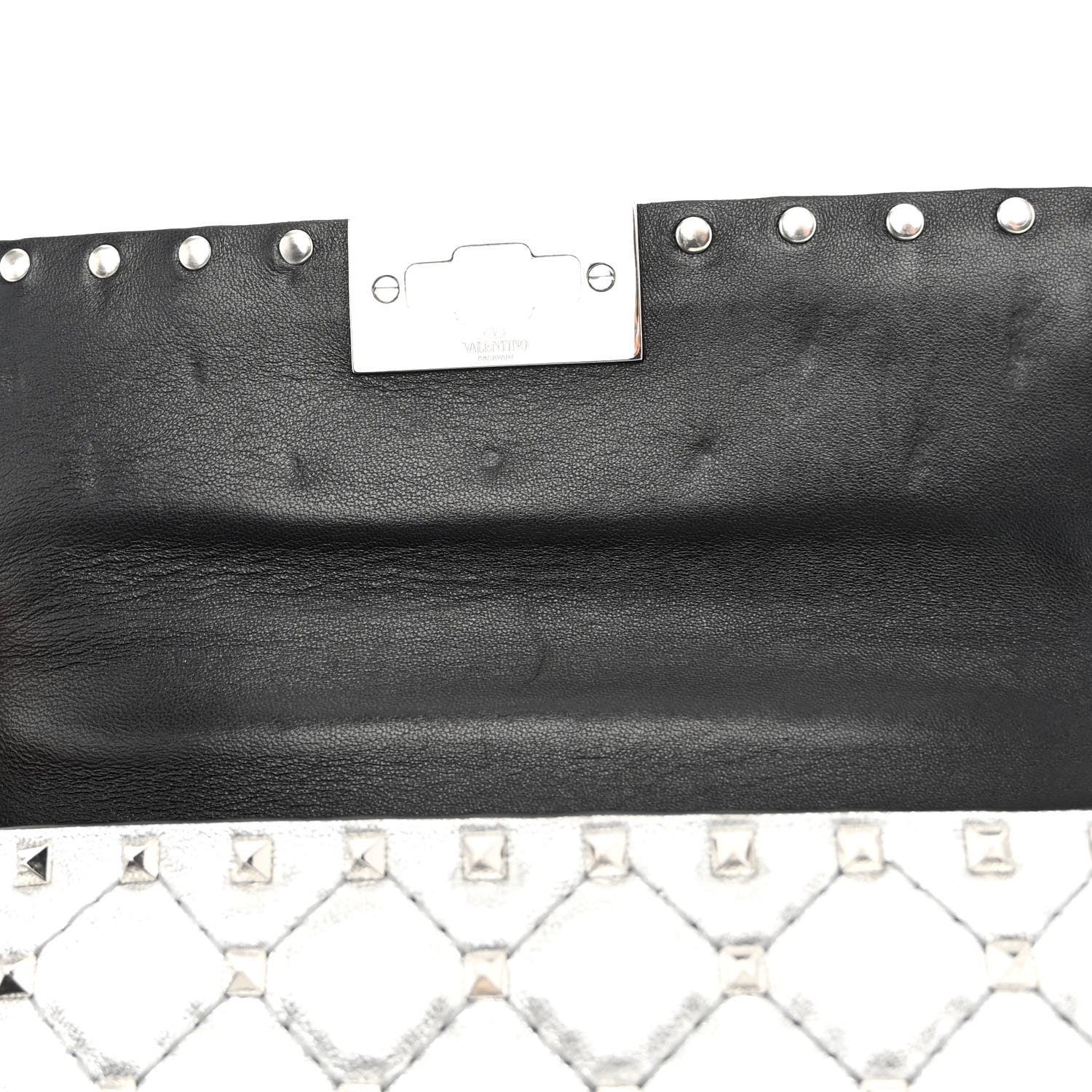 Valentino Garavani Metallic Nappa Small Rockstud Spike Shoulder Bag Silver 10 of 10