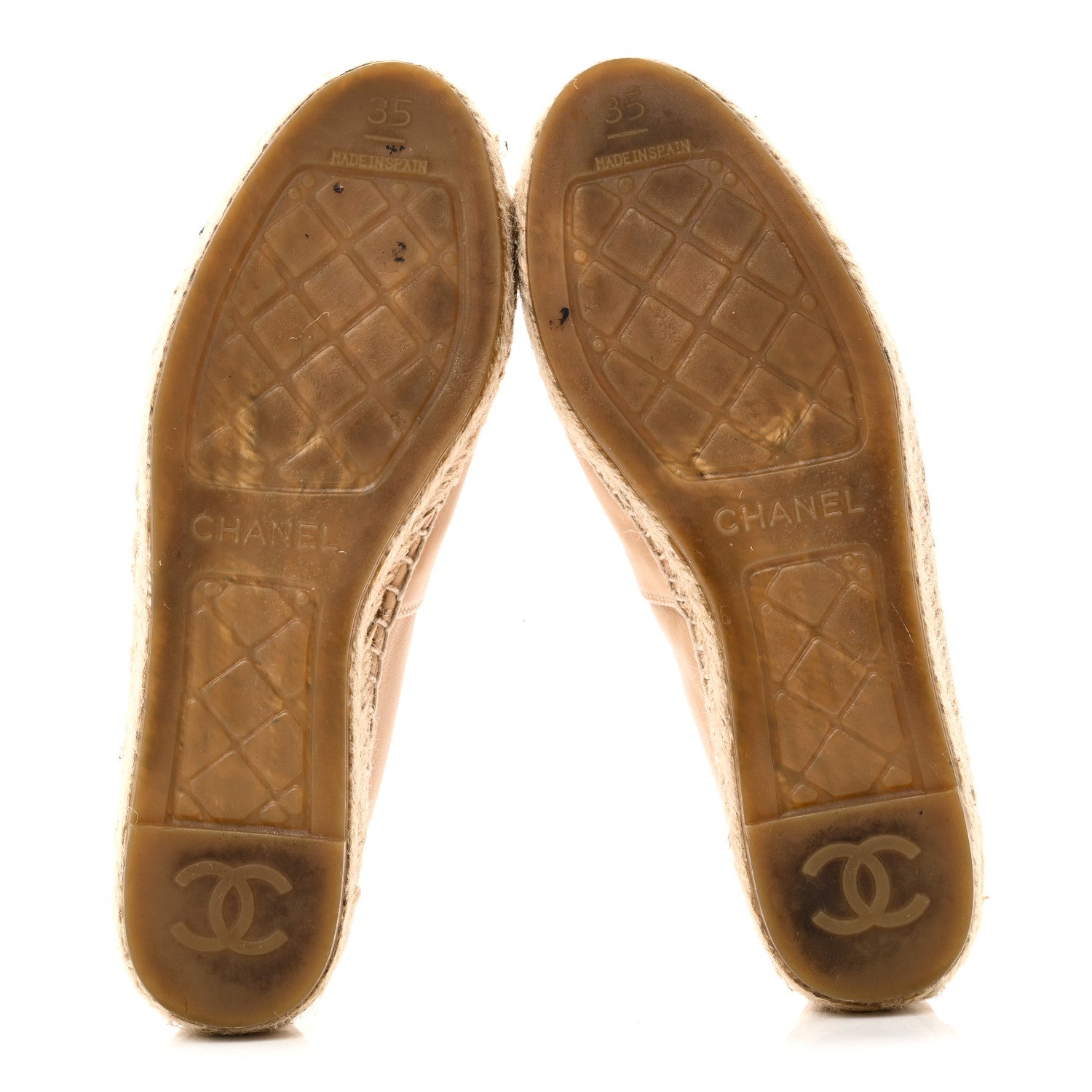 Chanel Lambskin CC Espadrilles 35 Beige Black 7 of 10