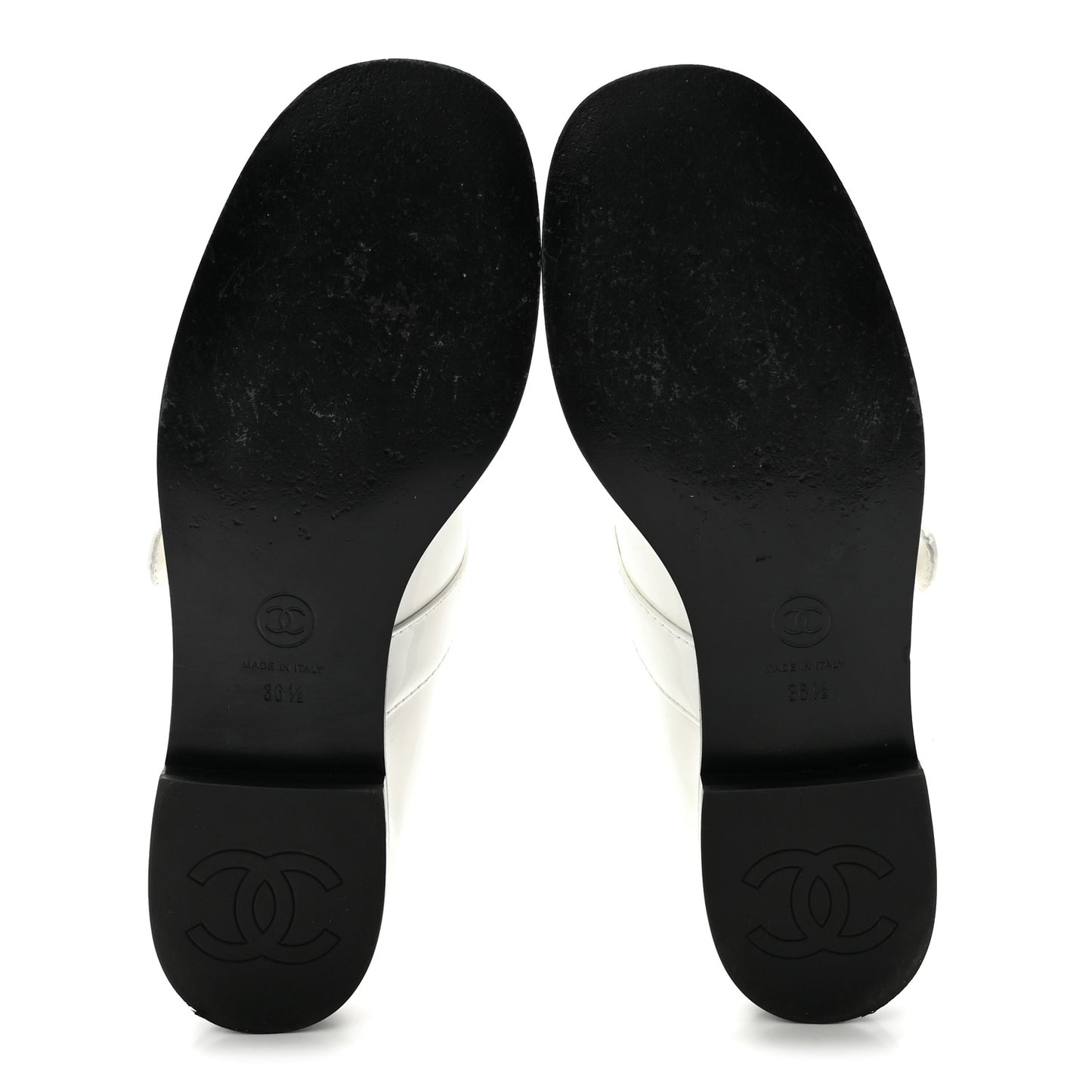 Calfskin Patent Mary Janes Flats 36.5 White Black