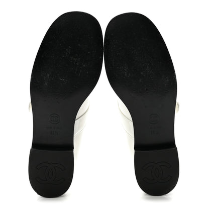 Chanel Calfskin Patent Mary Janes Flats 36.5 White Black 6 of 10