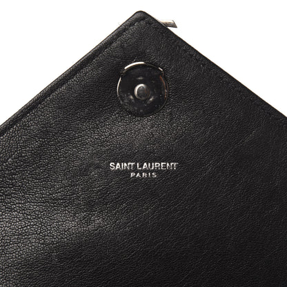 Saint Laurent Sheepskin Matelasse Chevron Monogram Medium College Bag Black 8 of 14