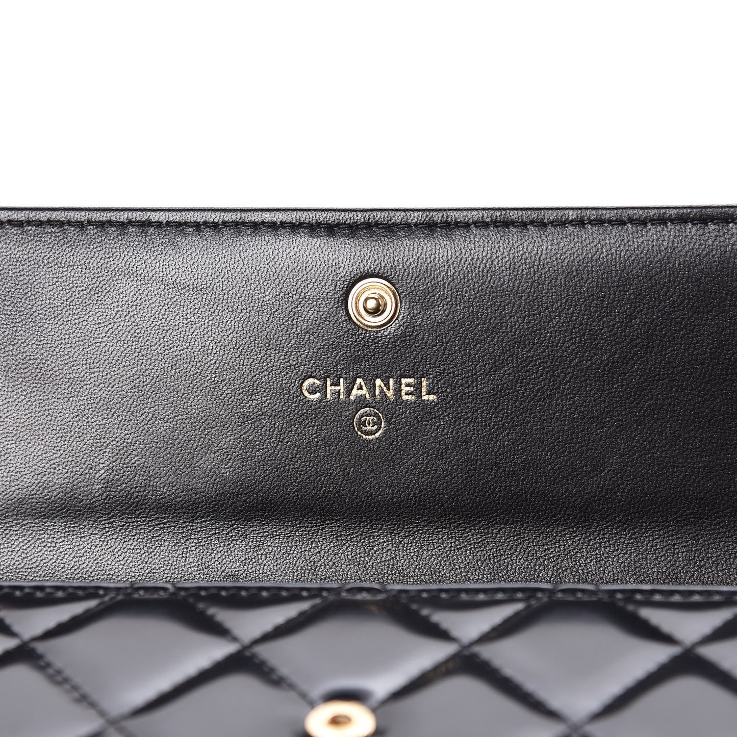 Iridescent Glazed Calfskin Quilted Boy Flap Wallet Black