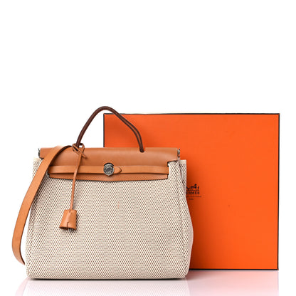 Hermes Toile Vache Calfskin Herbag 30 PM Black Natural 16 of 16