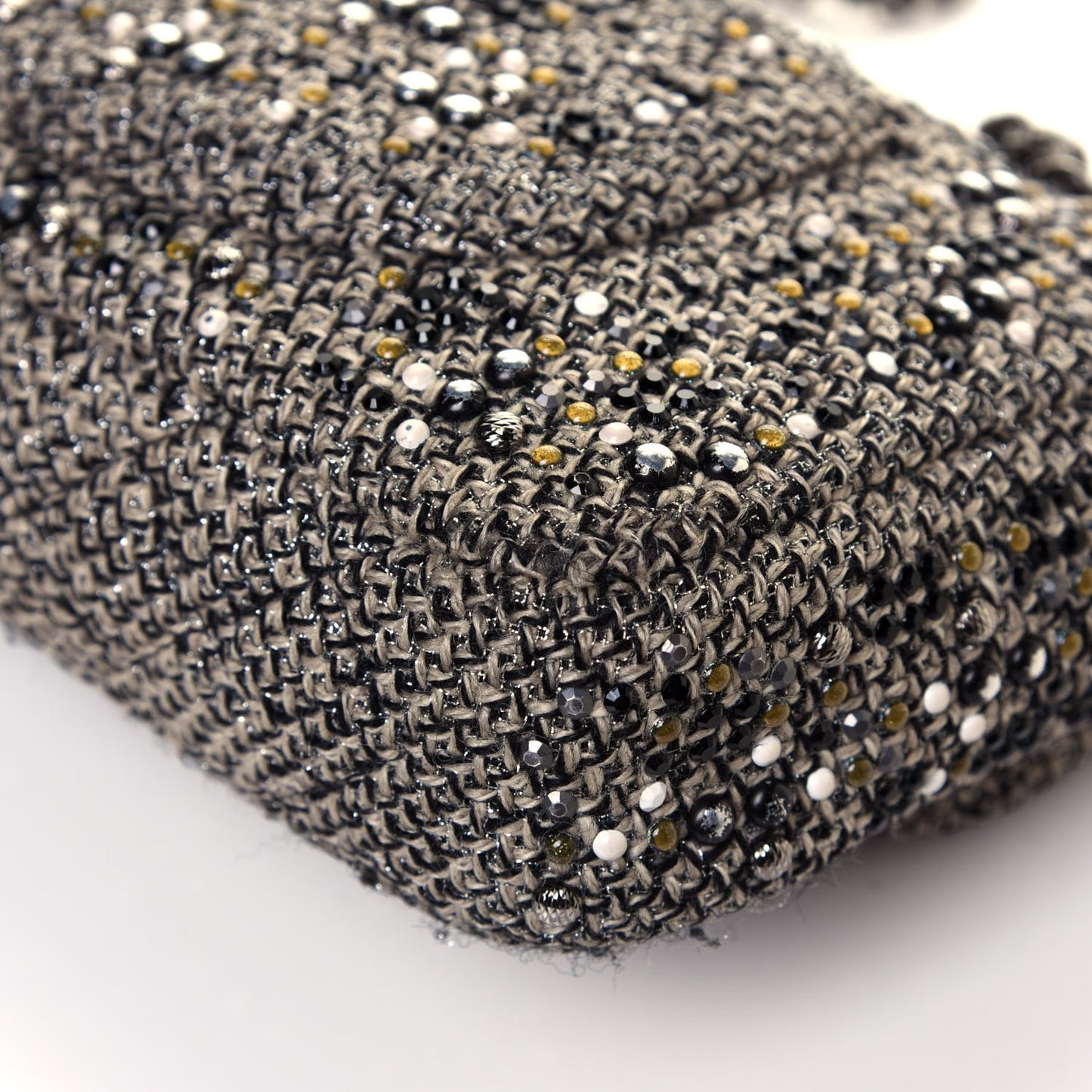 Crystal Tweed Quilted Medium Single Flap Black