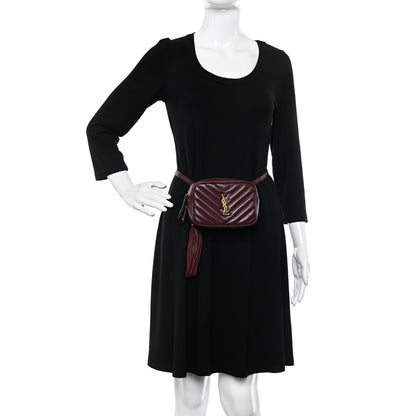 Saint Laurent Calfskin Matelasse Monogram Lou Belt Bag Dark Legion Red 2 of 11