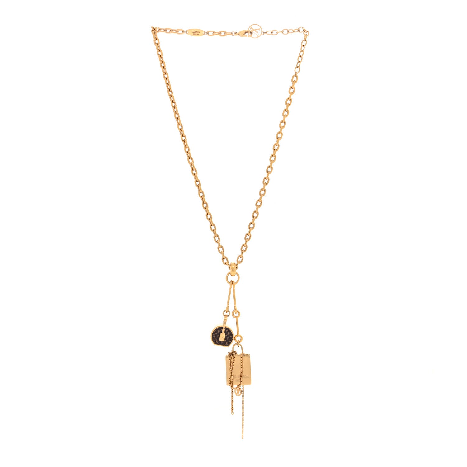 Louis Vuitton Metal Mini Boite Chapeau Pendant Necklace Gold 2 of 4