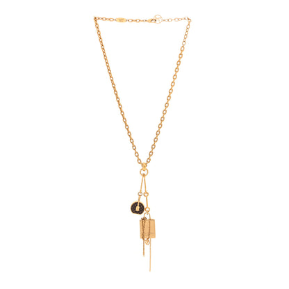 Louis Vuitton Metal Mini Boite Chapeau Pendant Necklace Gold 2 of 4
