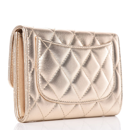 Chanel Lambskin Quilted Small Flap Wallet Pale Gold 3 of 10