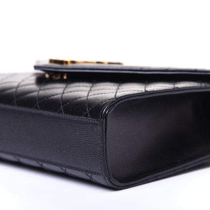 Saint Laurent Grain De Poudre Textured Mixed Matelasse Triquilt Medium Monogram Satchel Black 6 of 12