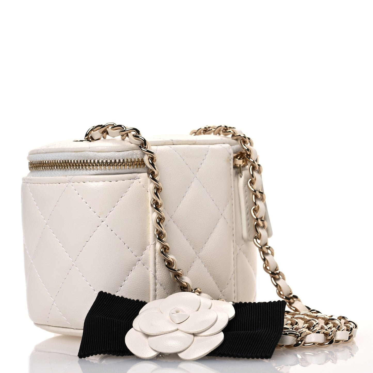 Lambskin Quilted My Chanel Lady Vanity Case With Chain White
