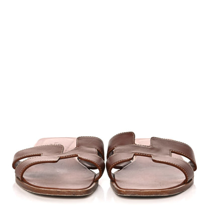 Hermes Box Calfskin Oran Sandals 39.5 Gold 2 of 14