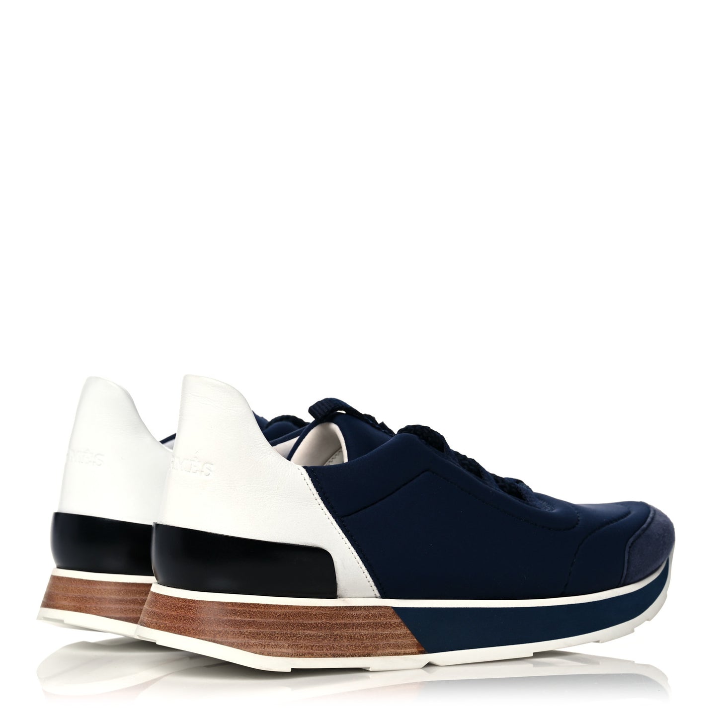 Technical Canvas Calfskin Suede Goatskin Womens Buster Sneakers 37 Marine White