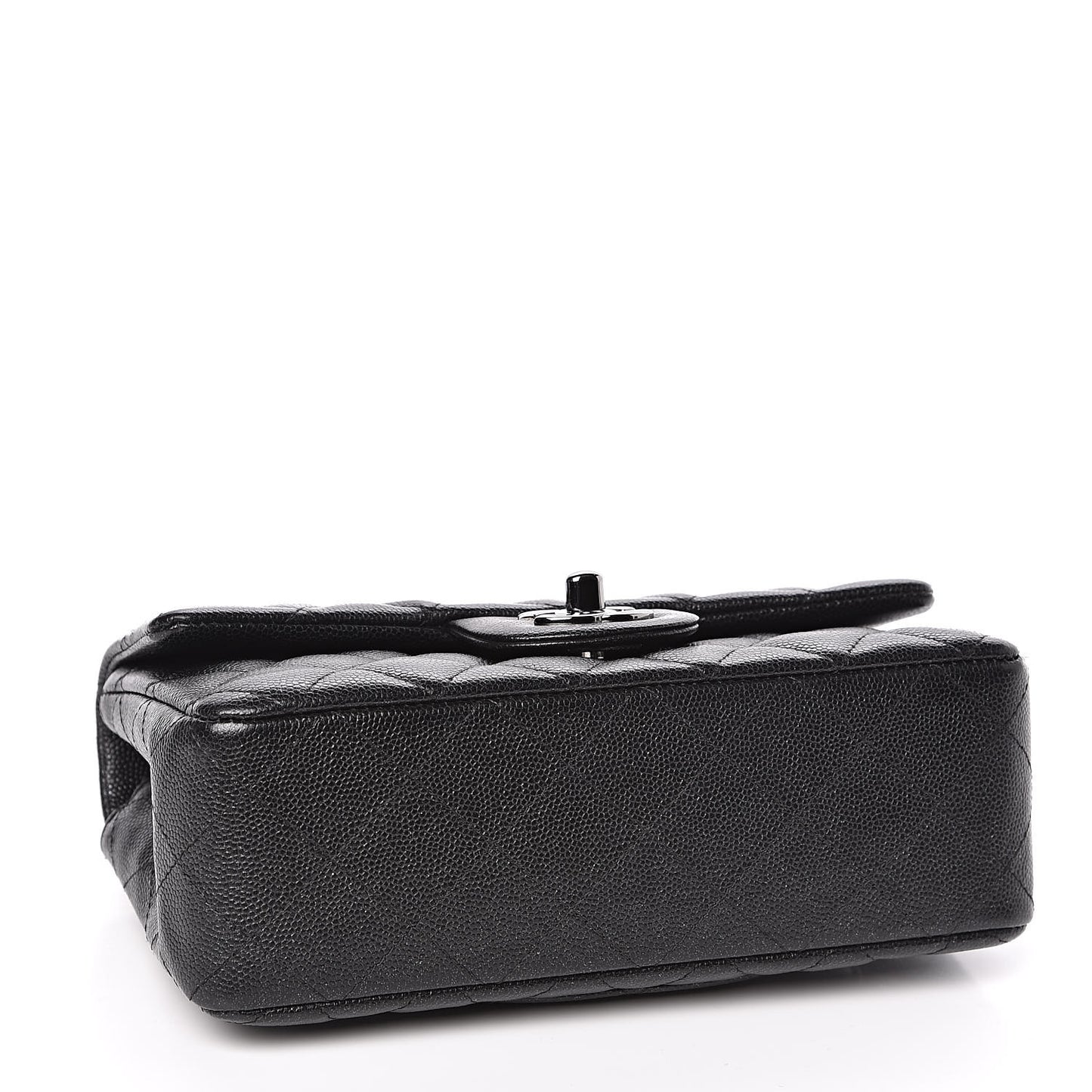 Iridescent Caviar Quilted Mini Rectangular Flap Black