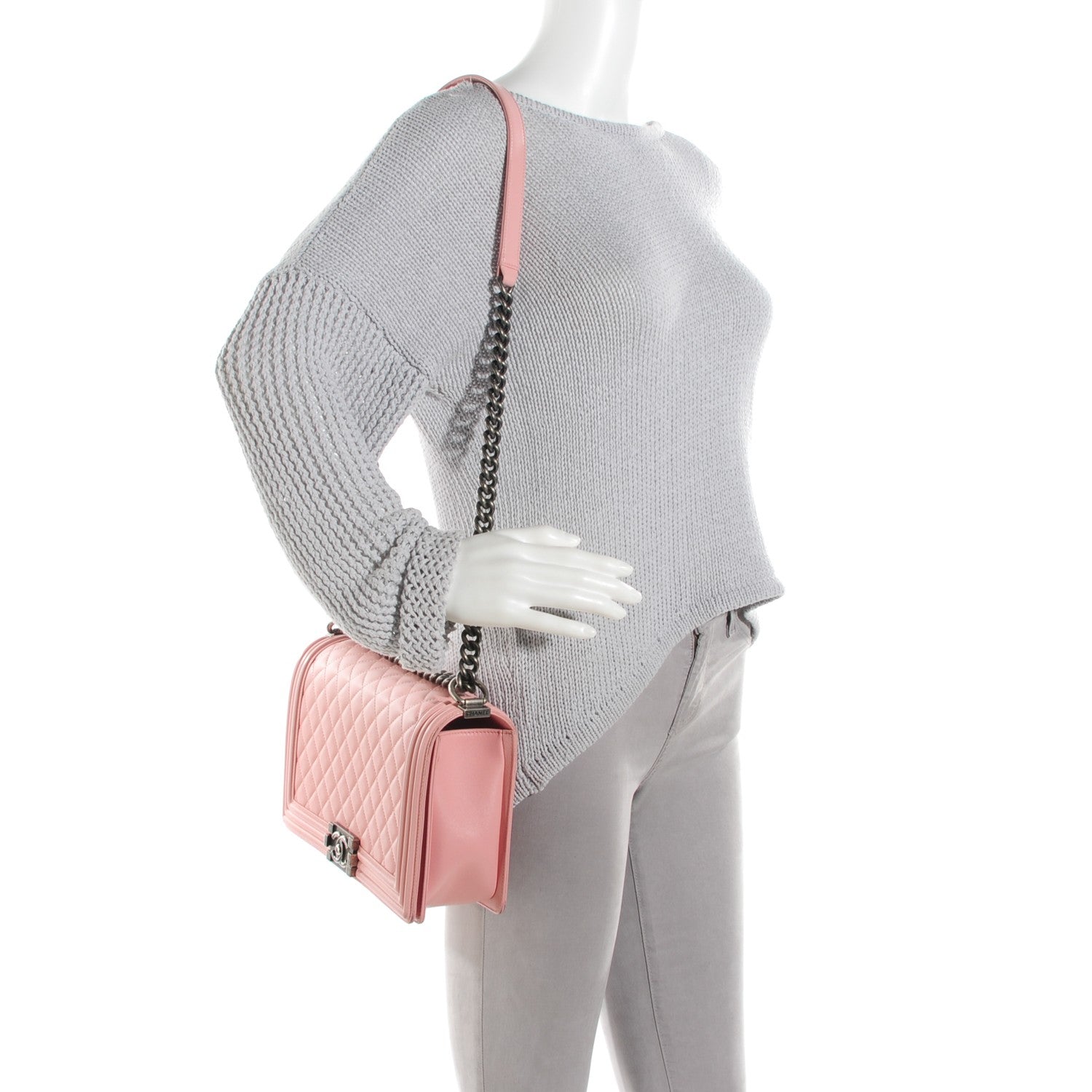 Chanel Lambskin Quilted New Medium Boy Flap Light Pink 2 of 12