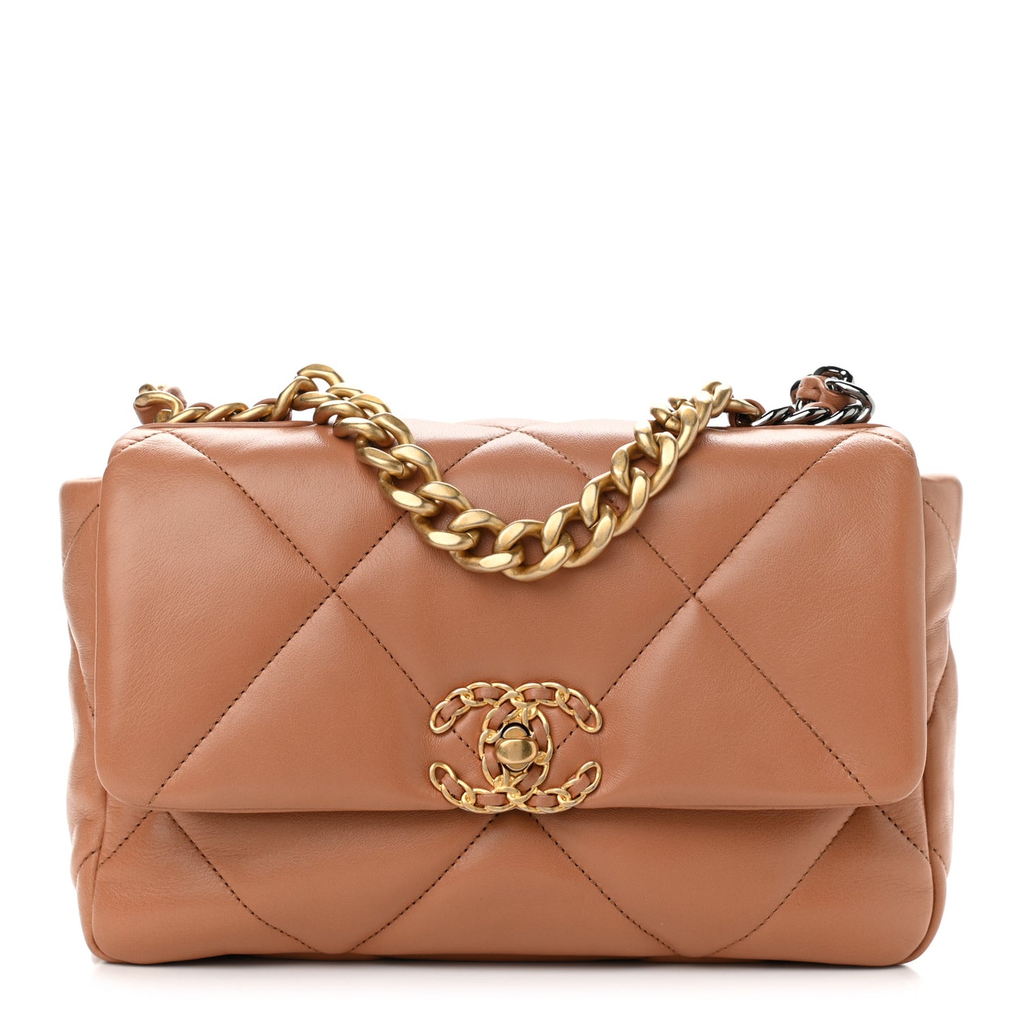 Lambskin Quilted Medium Chanel 19 Flap Brown