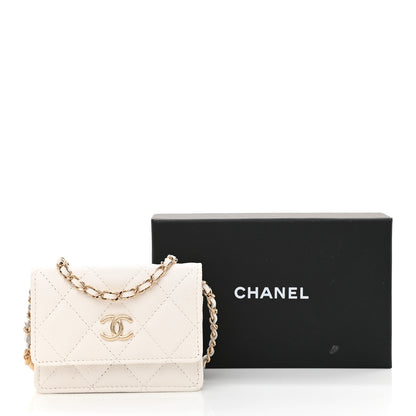 Chanel Caviar Quilted Belt Bag With Charms On Chain White 15 of 15